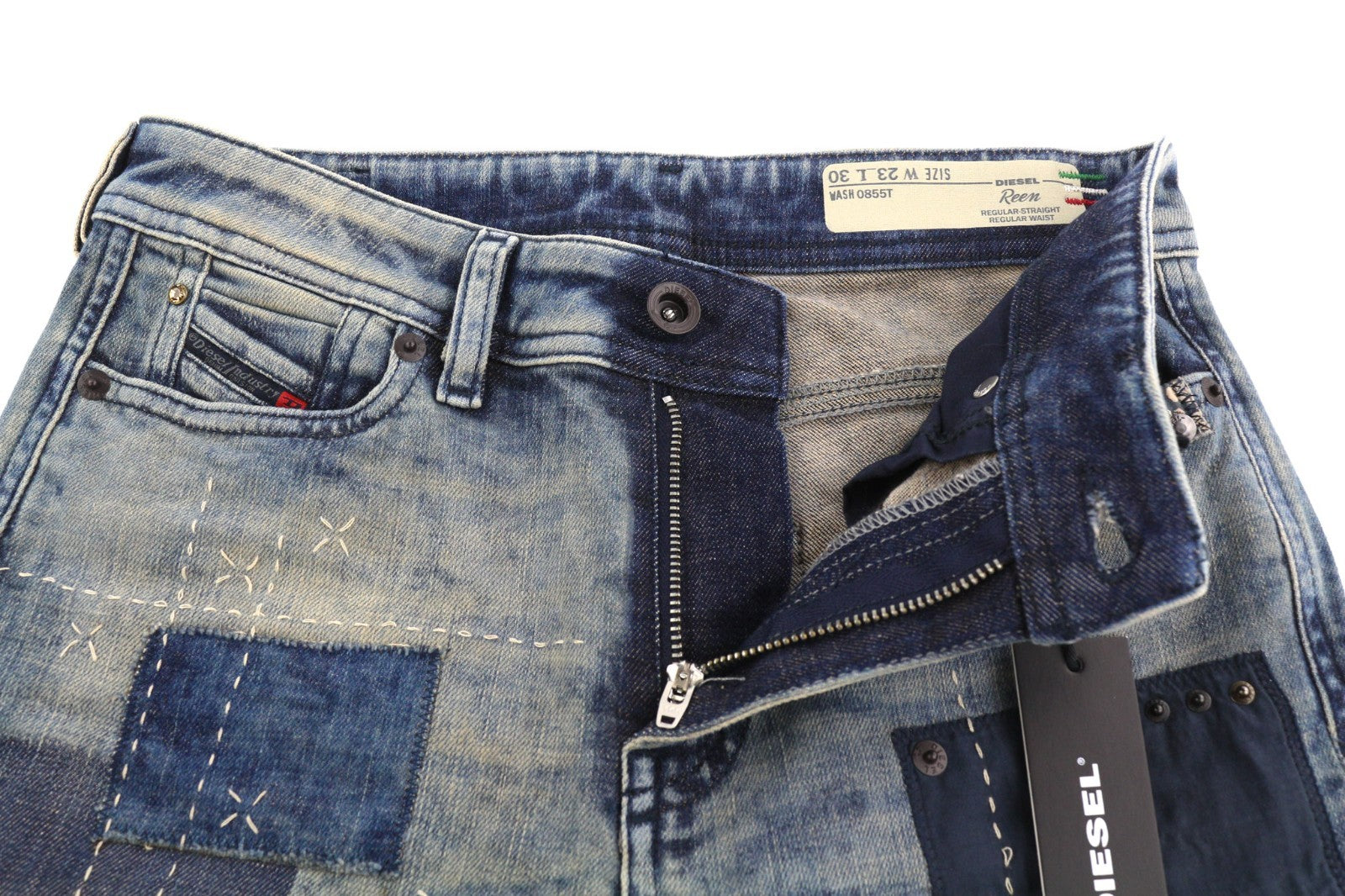 DIESEL Reen 0855T Women's Jeans W23/L30 Straight Fit Patches Limited Edition