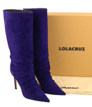 LOLA CRUZ Fayet Women Heels EU36 Blue Suede Leather Crinkled Effect RRP377