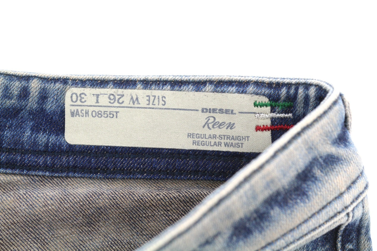 DIESEL Reen 0855T Women's Jeans W26/L30 Straight Cut Patches Limited Edition