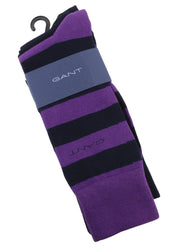 GANT Barstripe And Solid 2-Pack Men Socks OS Imperial Purple Knit Stretch Unisex
