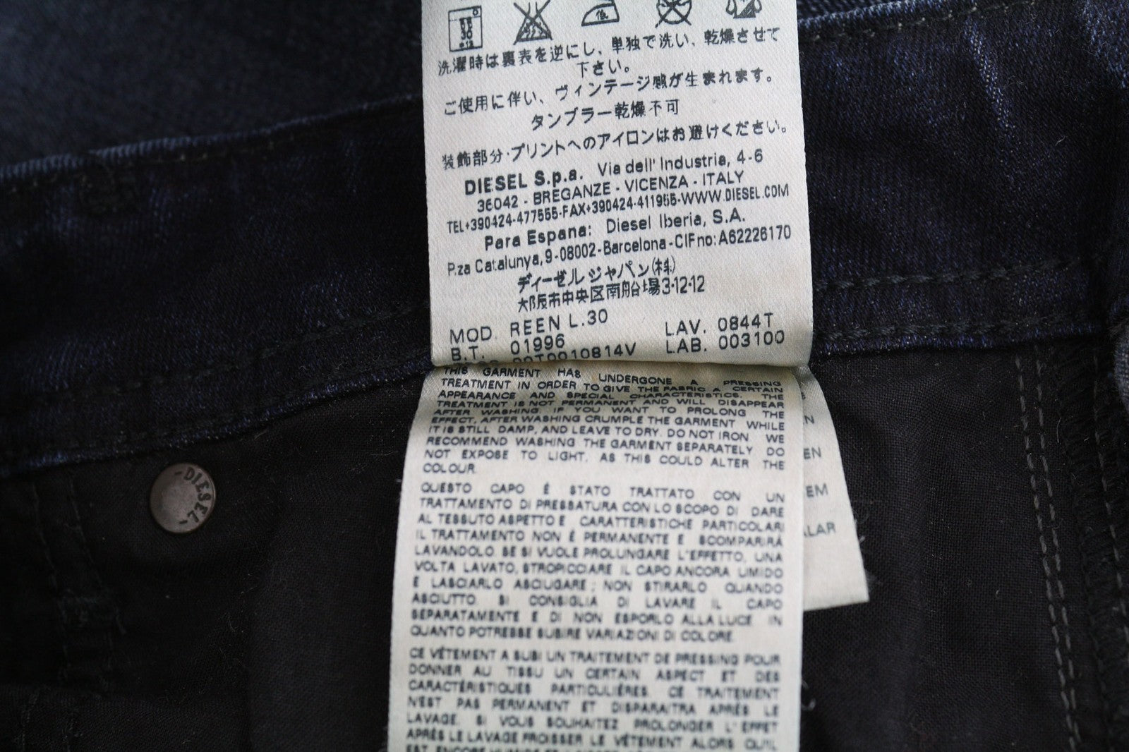 DIESEL D.N.A. Reen 0844T Women's Jeans W25/L30 Straight Regular Waist RRP200