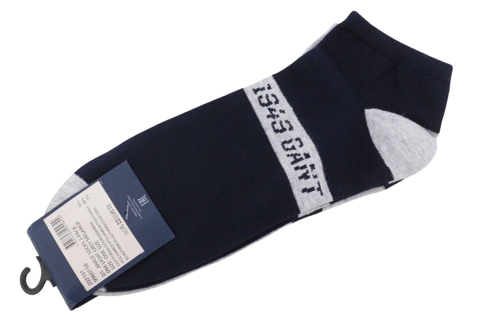 GANT Ankle 2-Pack Men Socks OS Light Grey Melange Tight-Knit Stretch Unisex