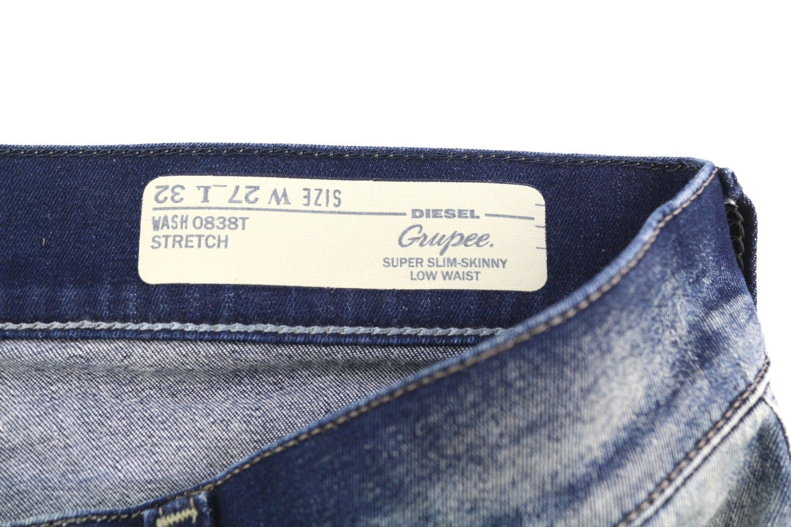 DIESEL Grupee 0838T Women's Jeans W27/L32 Super Slim Skinny Stretch Low Waist