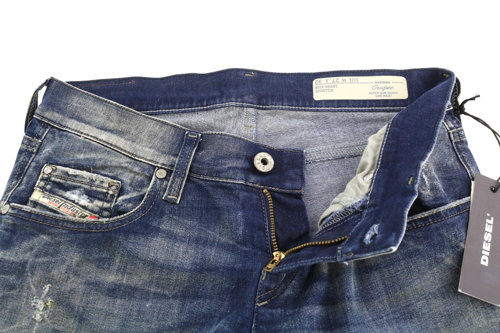 DIESEL Grupee 0838T Women's Jeans W27/L32 Skinny Super Slim Low Waist Stretchy