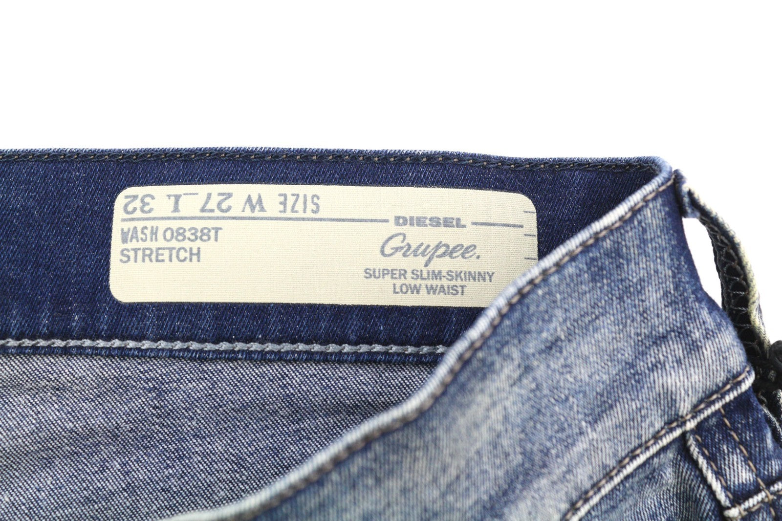 DIESEL Grupee 0838T Women's Jeans W27/L32 Skinny Super Slim Low Waist Stretchy