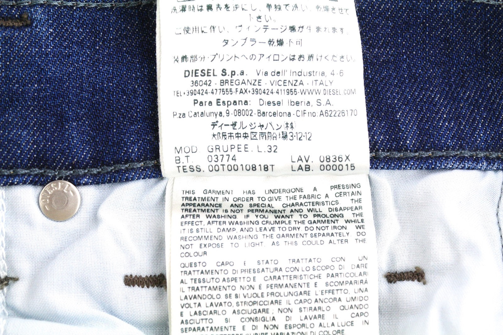 DIESEL Grupee 0836X Women's Jeans W24/L32 Super Slim Skinny Low Waist Stretch