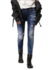 DIESEL Grupee-S-Ne 0685I Women's Jeans W23 Jogg Ripped Skinny Fit Washed Blue