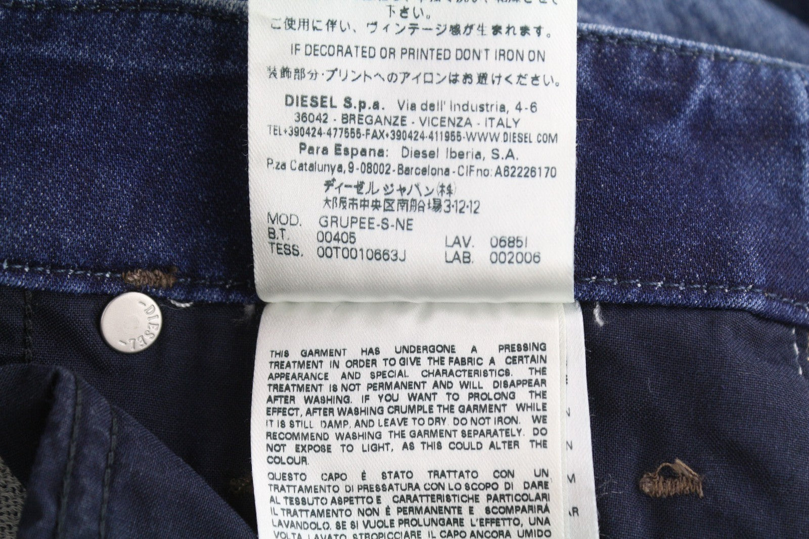 DIESEL Grupee-S-Ne 0685I Women's Jeans W23 Jogg Ripped Skinny Fit Washed Blue