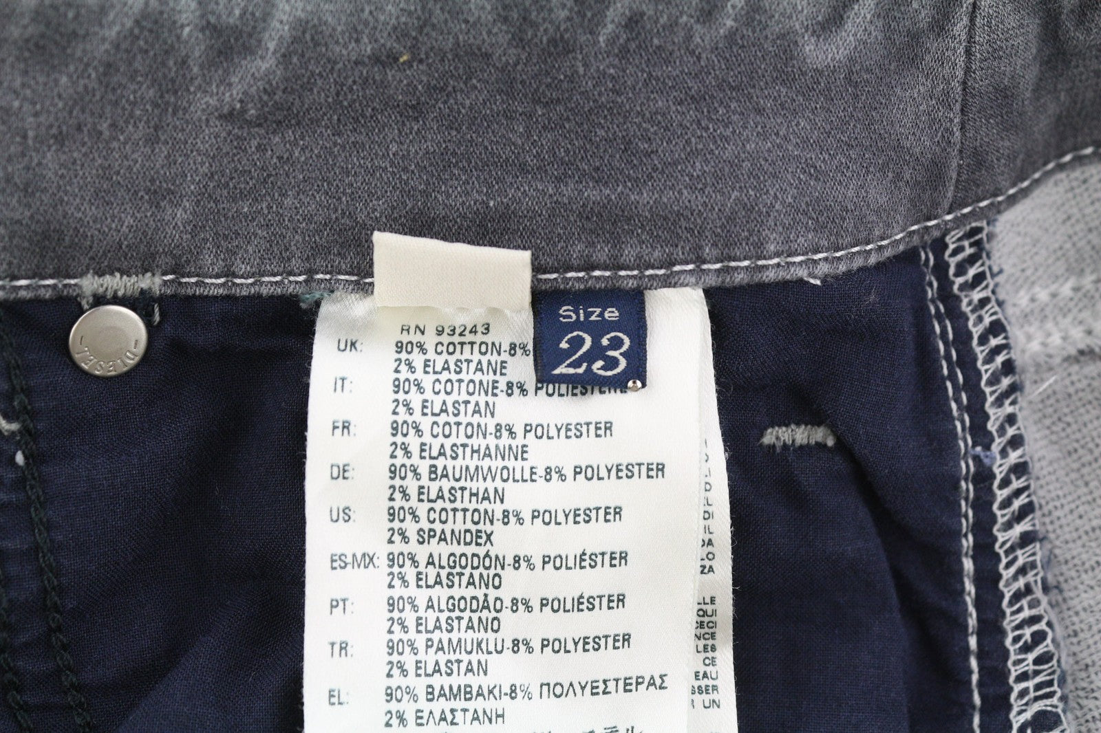 DIESEL Grupee-Ne 0830Q Women's Jeans W23 Jogg Sweat Skinny Washed Grey Fit