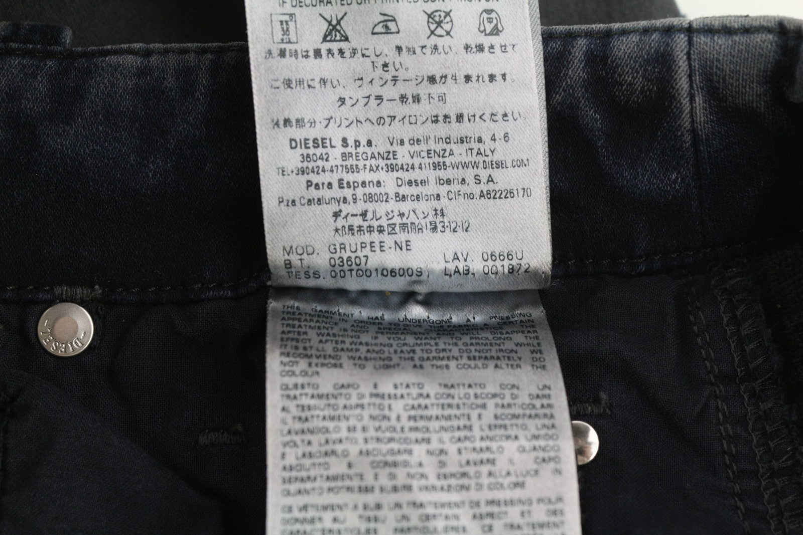 DIESEL Grupee-Ne 0666U Women's Jeans W23 Jogg Sweat Skinny Washed Dark Fit