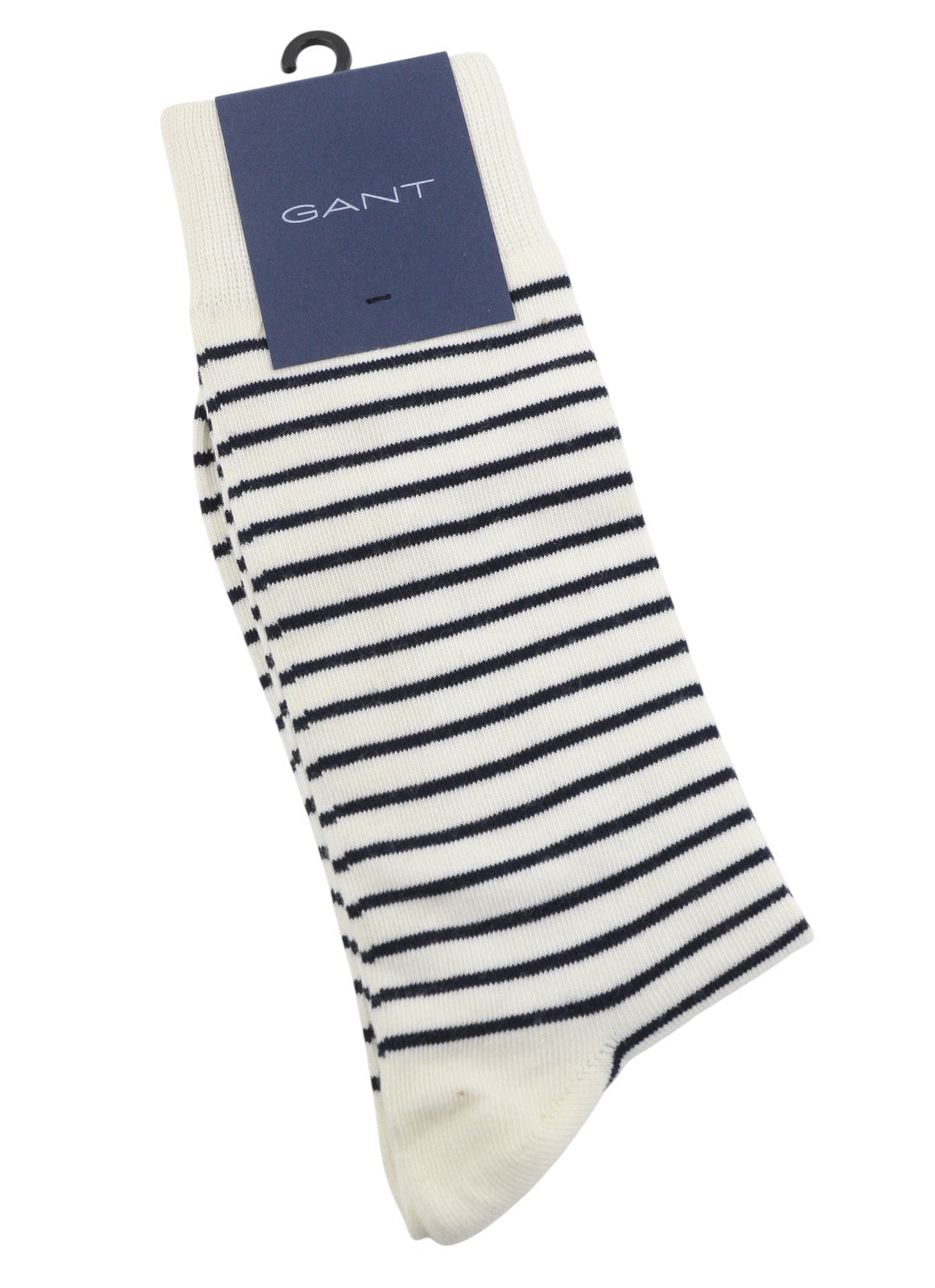 GANT 1 Pack Striped Men Socks OS Eggshell White Tight-Knit Stretch Logo Unisex