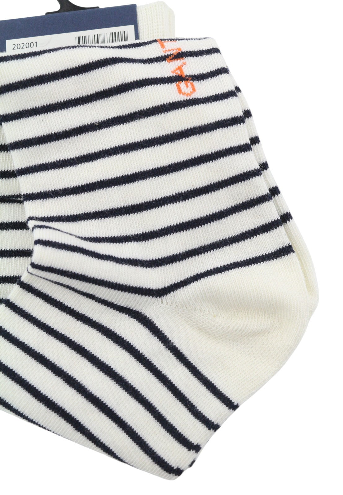 GANT 1 Pack Striped Men Socks OS Eggshell White Tight-Knit Stretch Logo Unisex