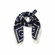 GANT Silk Women Scarf OS Marine White Elegant Print Logo Lightweight
