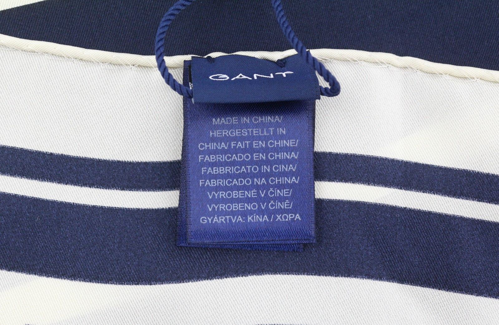 GANT Silk Women Scarf OS Marine White Elegant Print Logo Lightweight