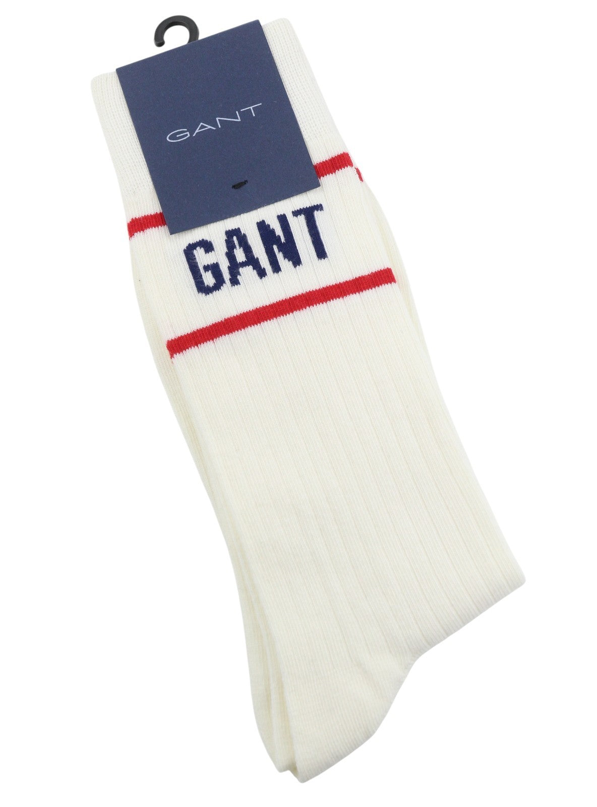 GANT Logo Rib Men Socks OS Eggshell White Tight-Knit Stretch Logo Unisex