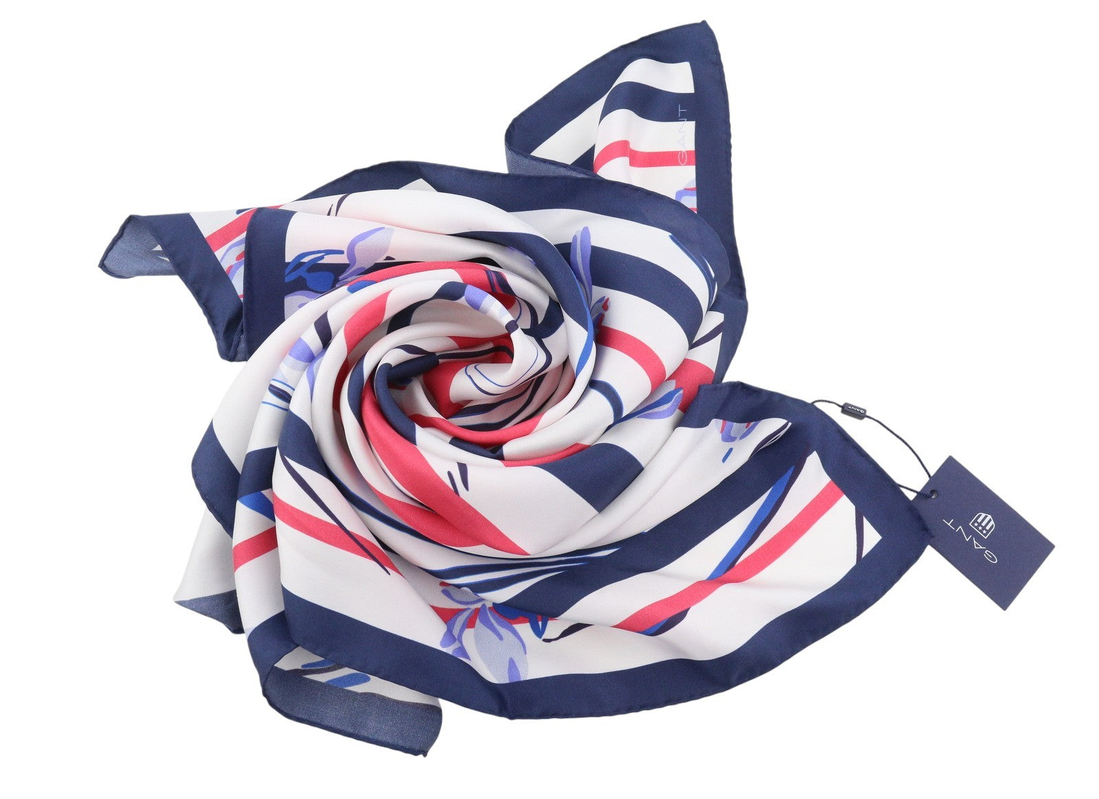 GANT Striped Snowdrop Silk Women Scarf OS Persian Blue Patterned Lightweight