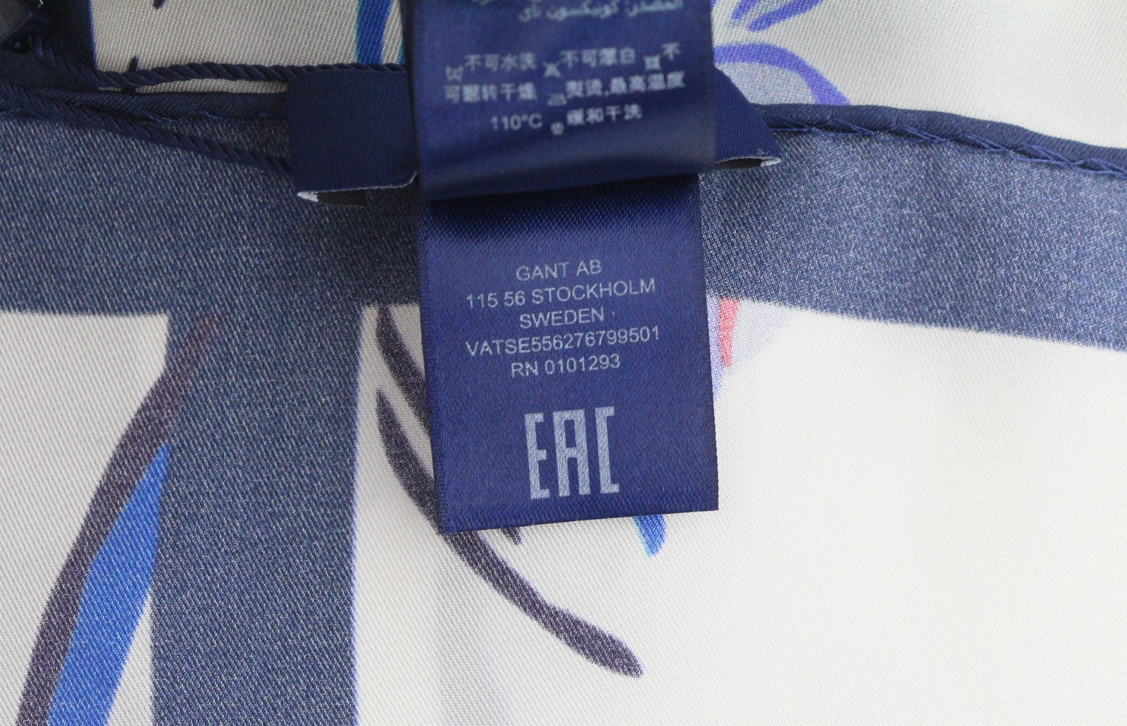 GANT Striped Snowdrop Silk Women Scarf OS Persian Blue Patterned Lightweight