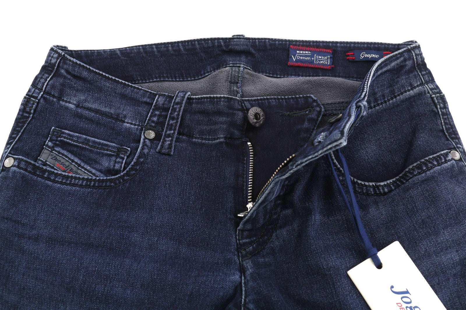 DIESEL Grupee-Ne 0842W Women's Jeans W25 Jogg Sweat Skinny Washed Blue Stretch