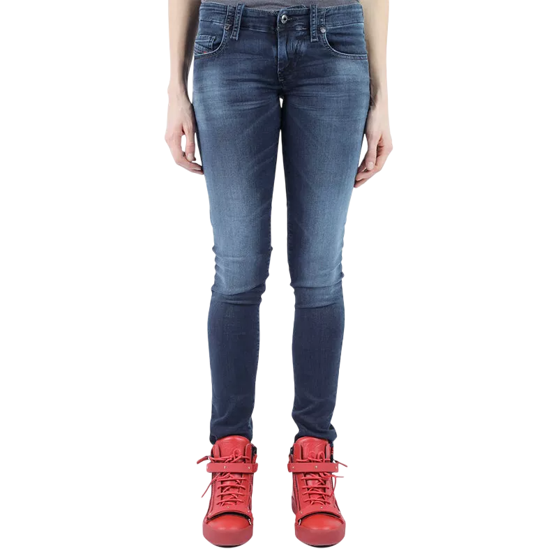 DIESEL Grupee-Ne 0848K Women's Jeans W23 Jogg Sweat Skinny Washed Blue Denim
