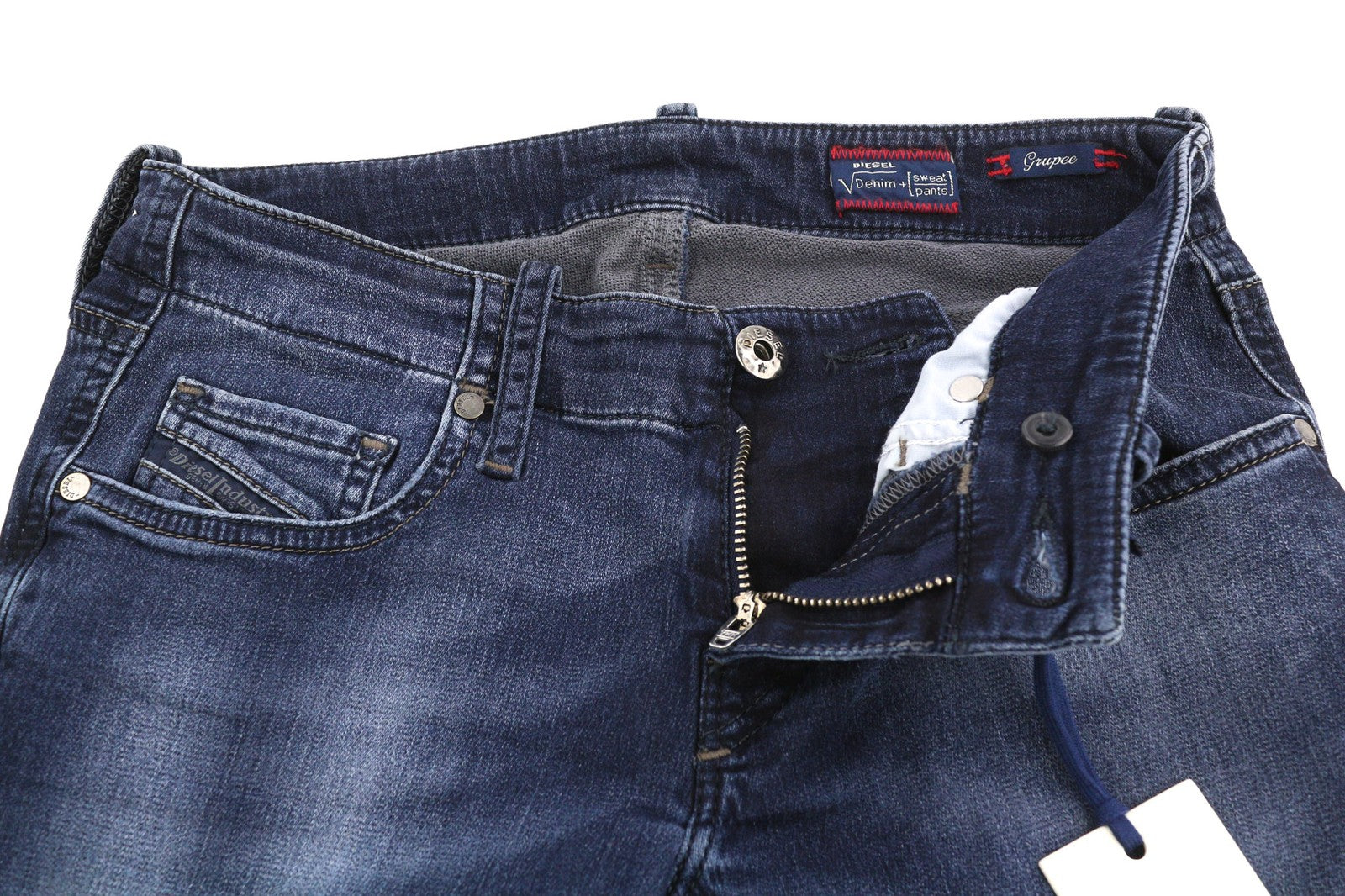 DIESEL Grupee-Ne 0848K Women's Jeans W23 Jogg Sweat Skinny Washed Blue Denim