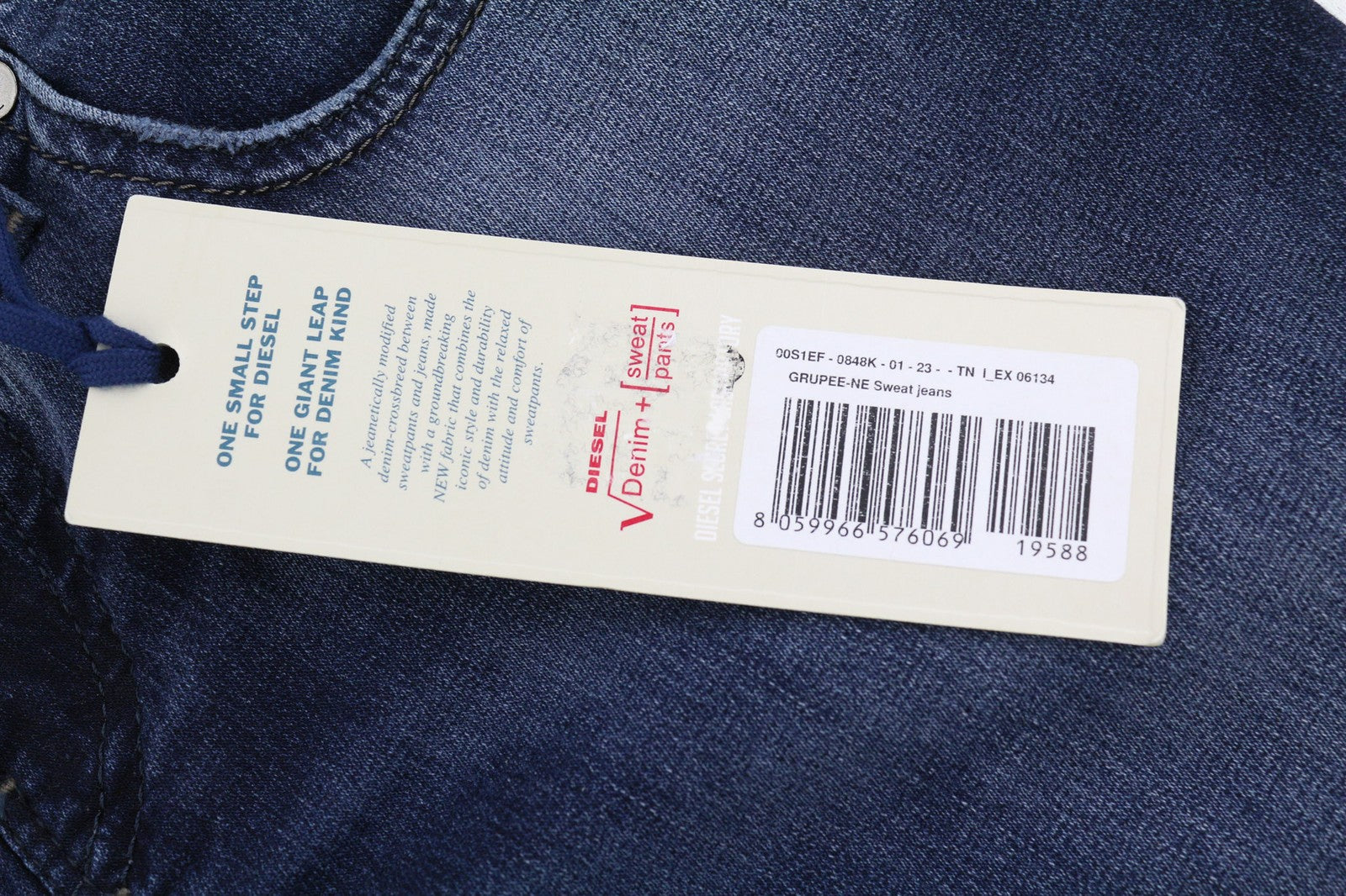 DIESEL Grupee-Ne 0848K Women's Jeans W23 Jogg Sweat Skinny Washed Blue Denim