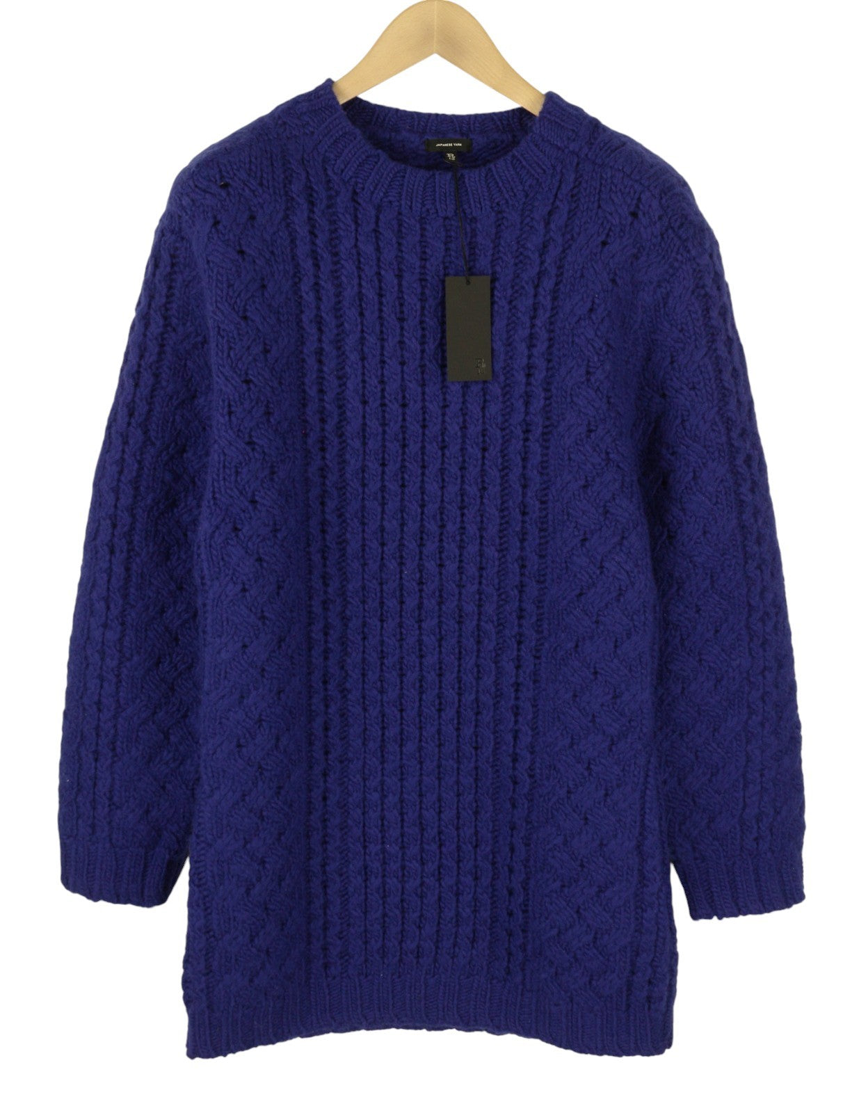R13 Aran Sweater Women Dress S Blue Wool Cable-Knit Thick Long Sleeve RRP855