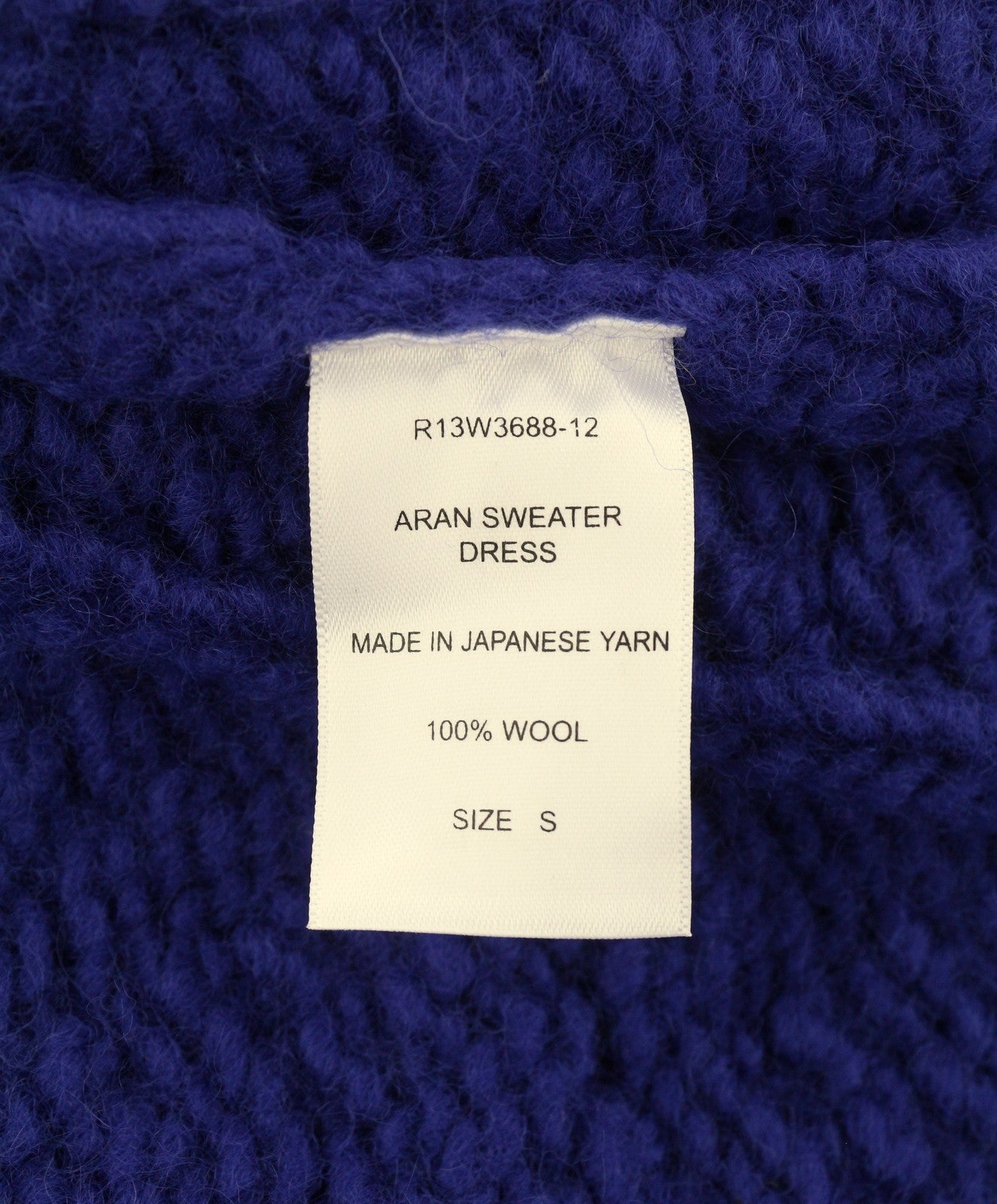 R13 Aran Sweater Women Dress S Blue Wool Cable-Knit Thick Long Sleeve RRP855