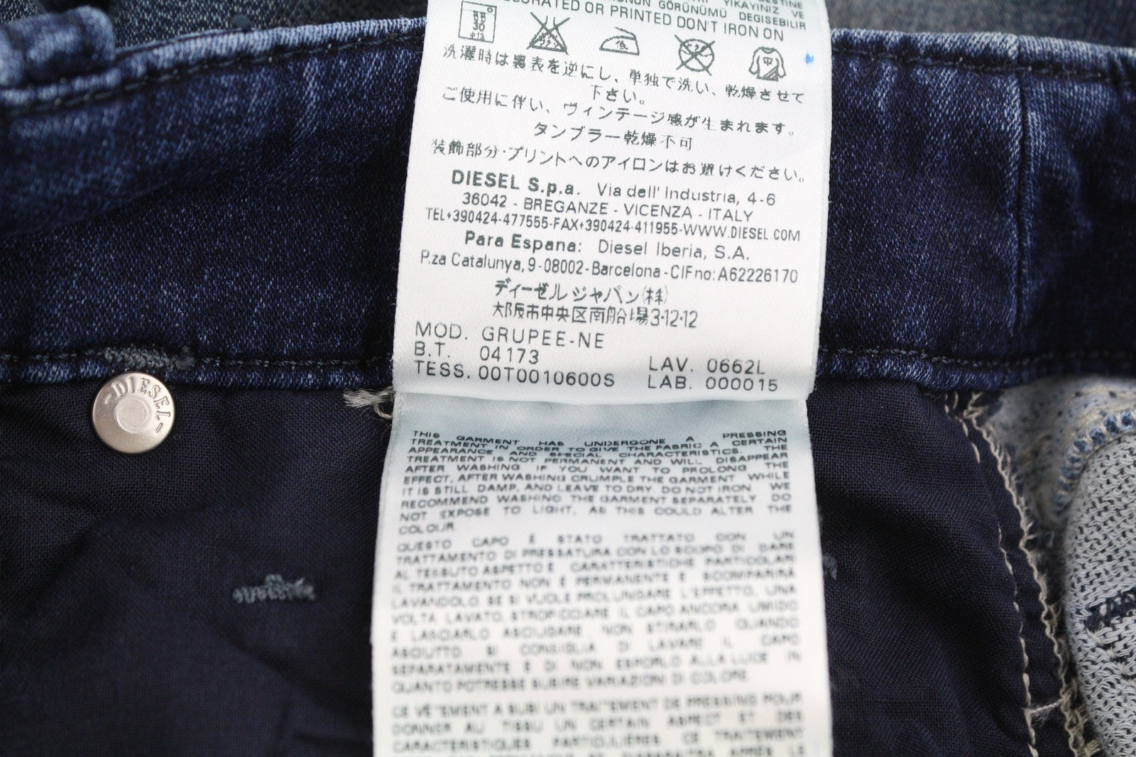 DIESEL Grupee-Ne 0662L Women's Jeans W23 Jogg Sweat Skinny Blue Washed RRP250