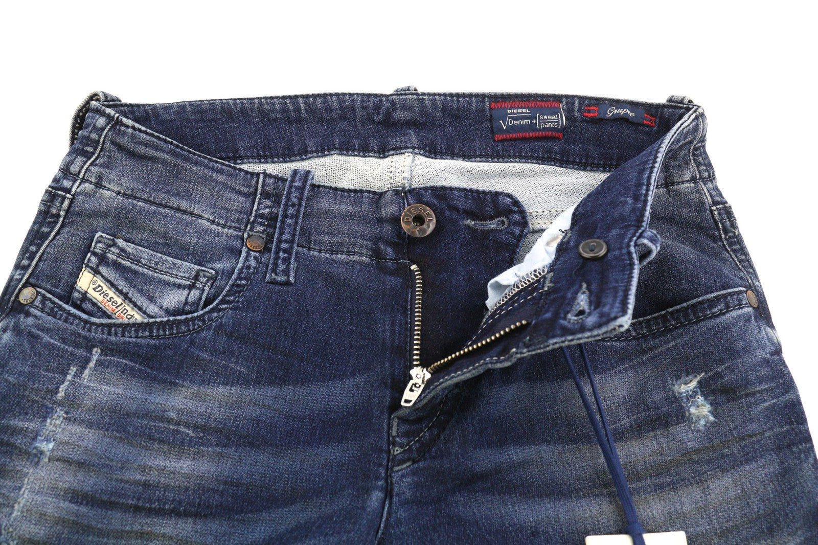 DIESEL Grupee-Ne 0662L Women's Jeans W23 Jogg Sweat Skinny Blue Washed RRP250