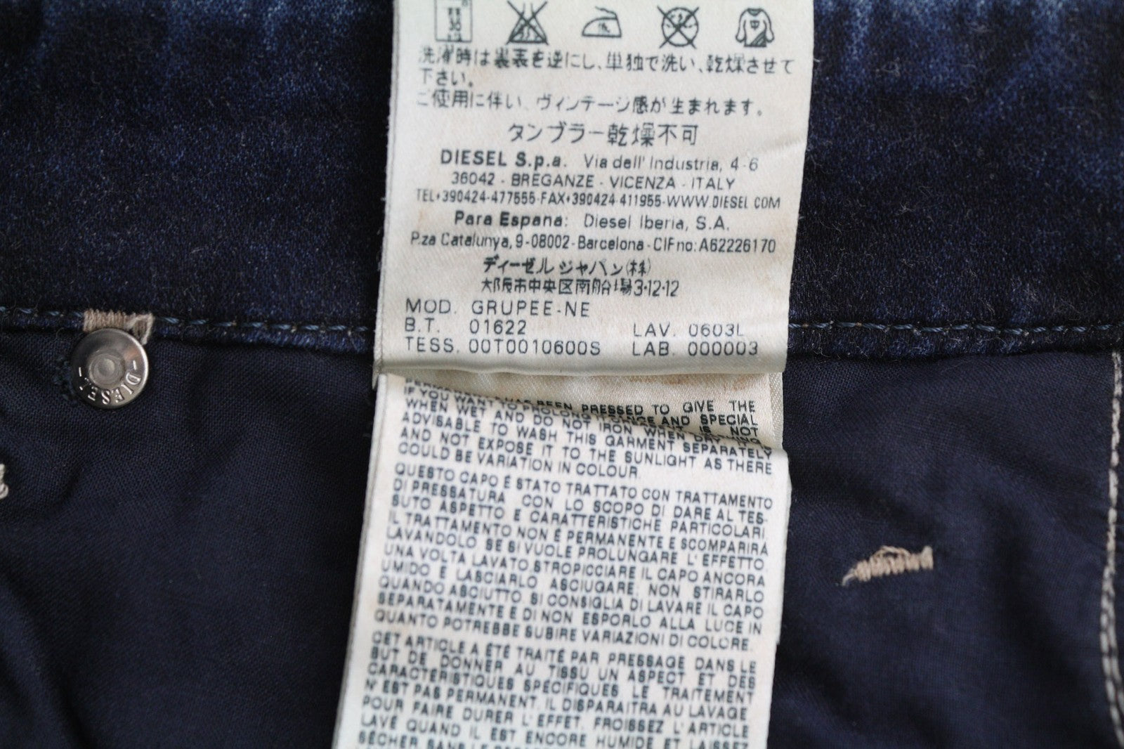 DIESEL Grupee-Ne 0603L Women's Jeans W25 Jogg Sweat Skinny Blue Washed RRP250