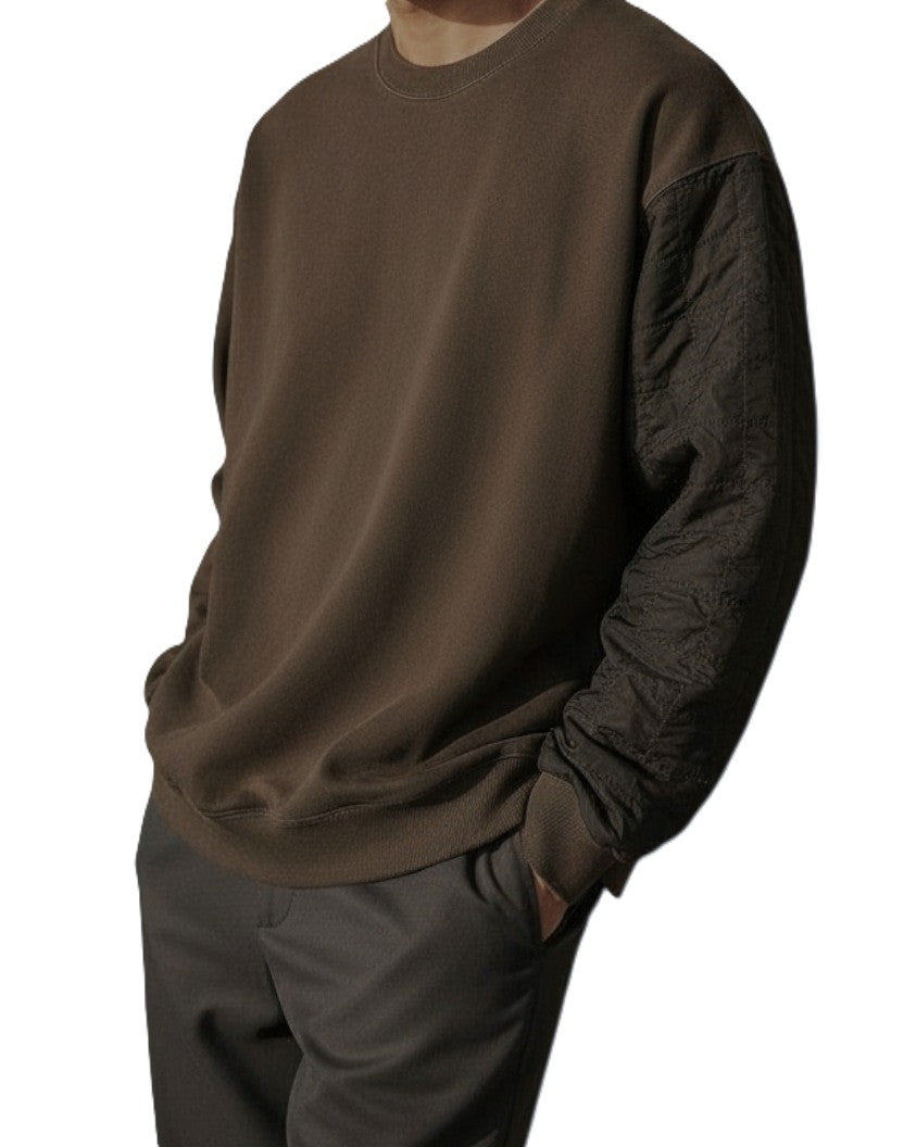 AMBUSH Mix Quilted Men Sweatshirt L Grey Crew Neck Long Sleeve Pullover RRP530