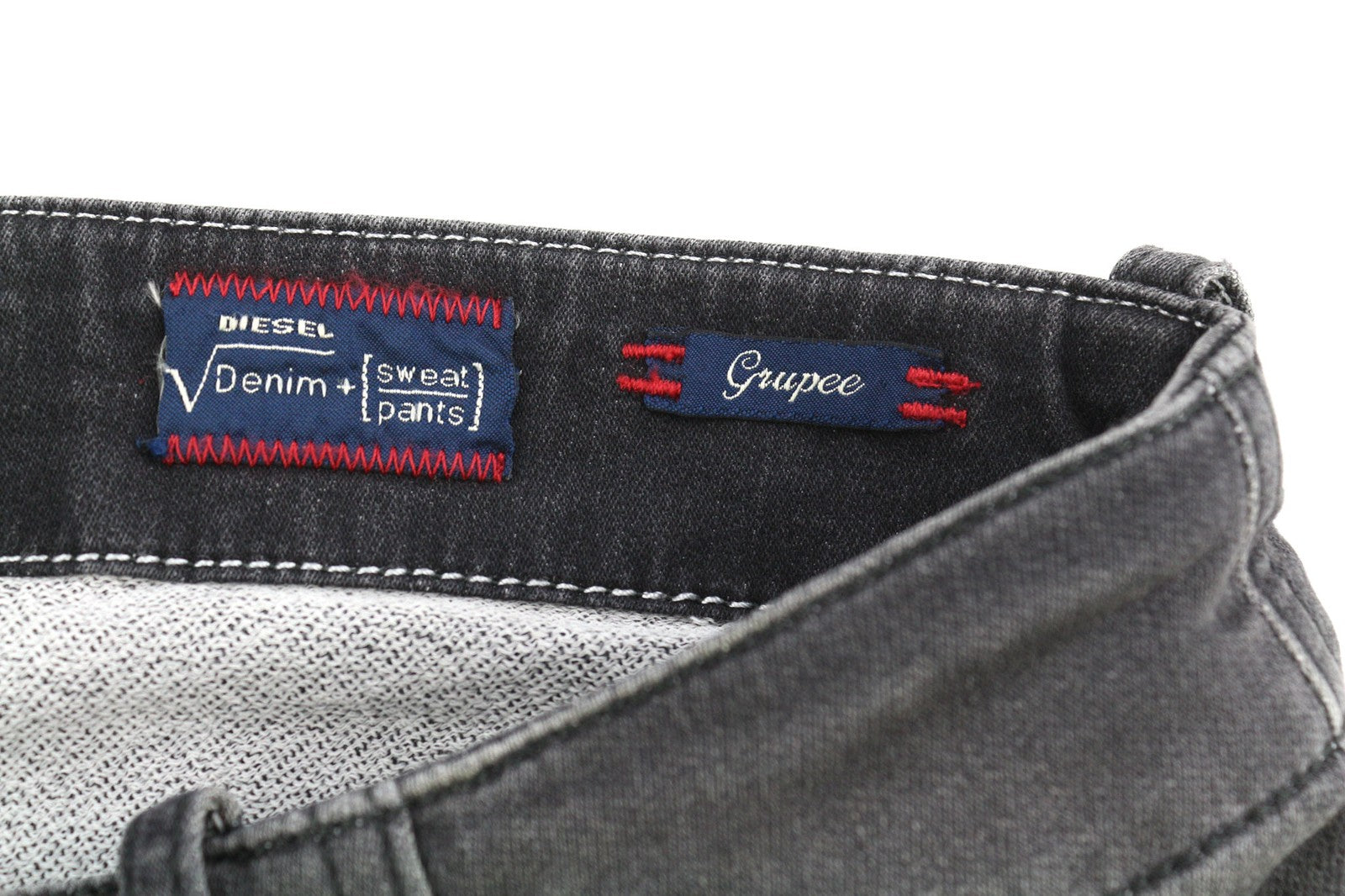 DIESEL Grupee-Ne 0835B Women's Jeans W25 Jogg Sweat Skinny Washed Logo Blue