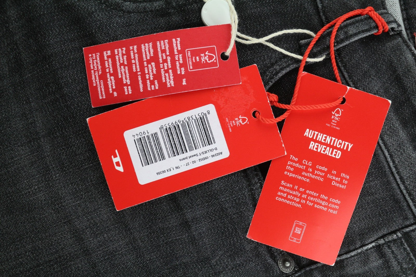 DIESEL D-Ollies-T 09D5 Women's Jeans W27 Zip Slim Washed Black Jogg RRP225