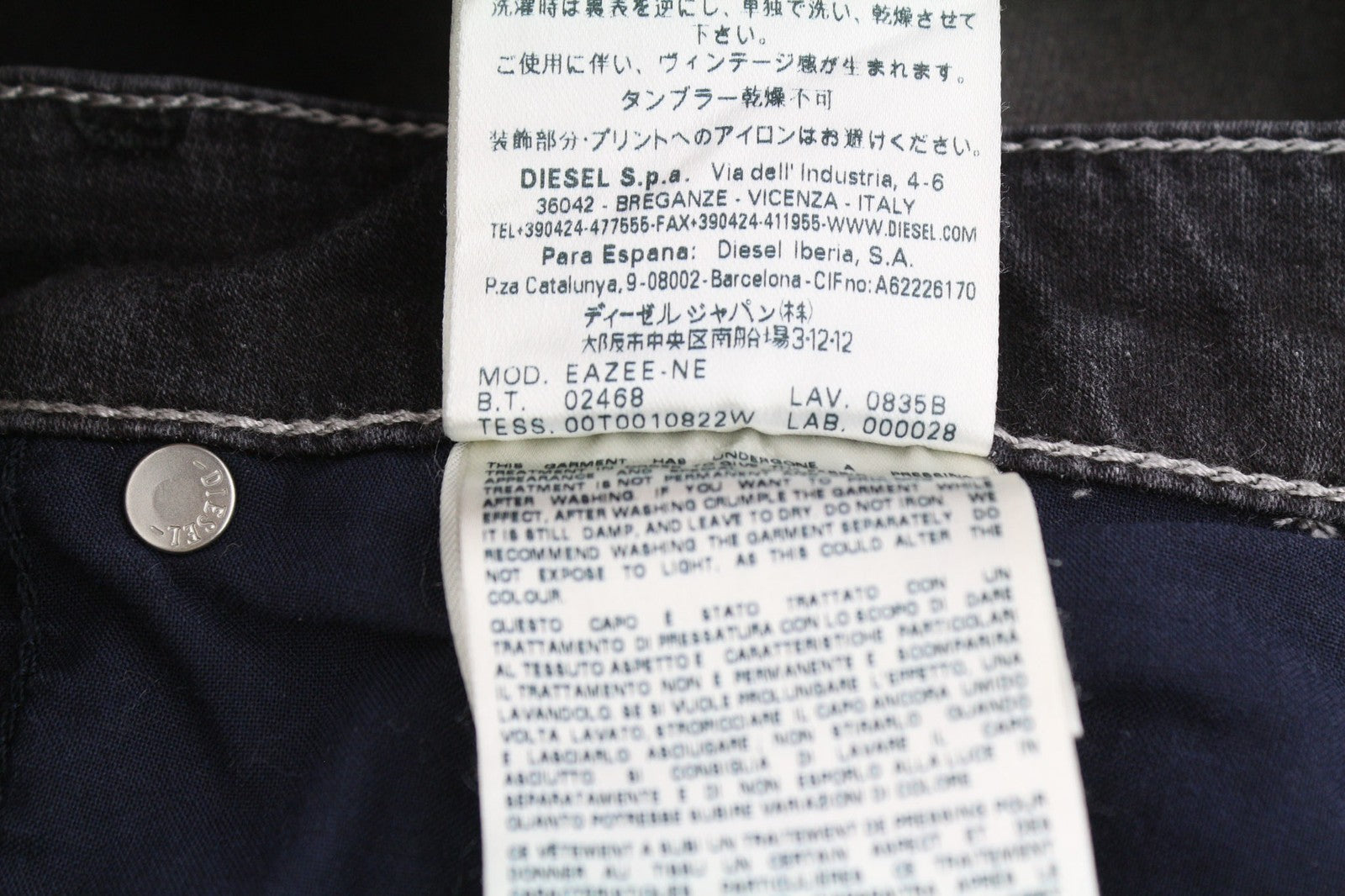 DIESEL Eazee-Ne 0835B Women's Jeans W25 Jogg Ripped Distressed Slim RRP200