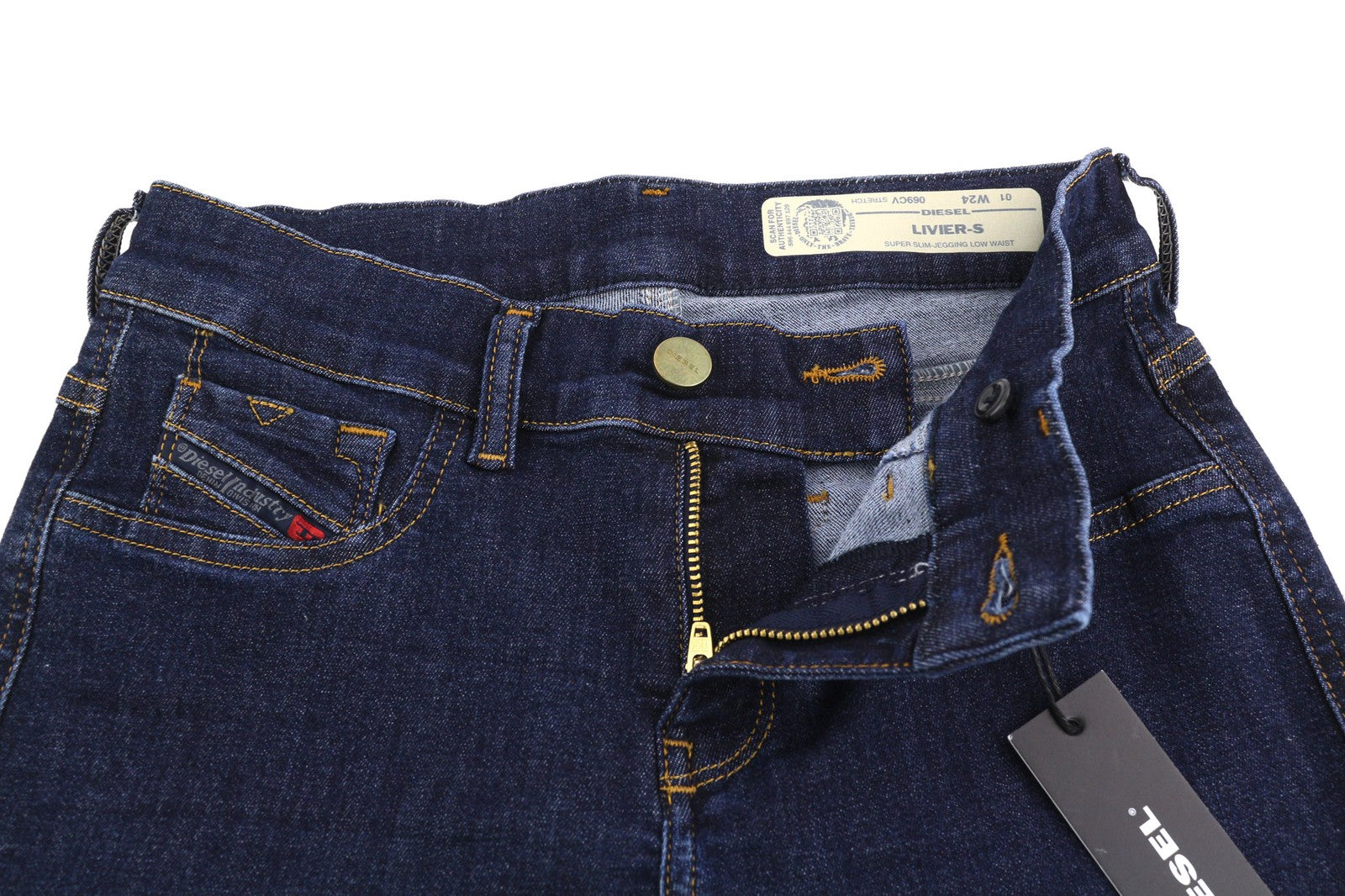 DIESEL Livier-S 069CV Women's Jeans W24 Low Waist Super Slim Stretch Blue