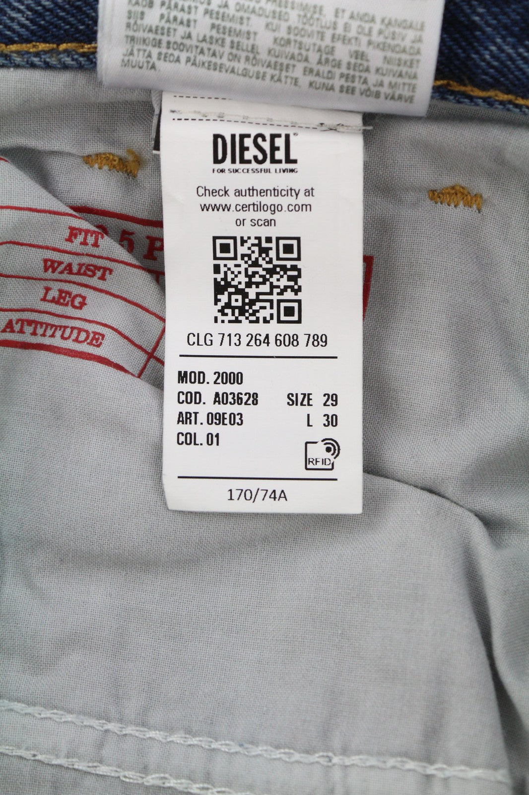 DIESEL 2000 09E03 Women's Jeans W29/L30 Mid Waist Flared Regular Washed Denim