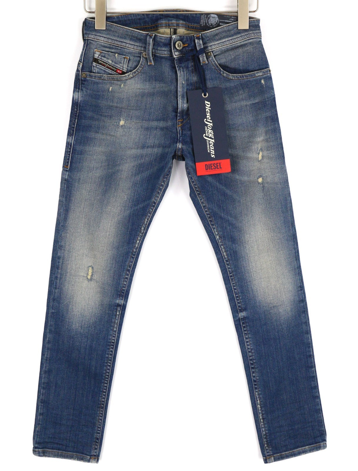 DIESEL Thommer-T 0870M Men's Jeans W27 Jogg Ripped Blue Distressed Slim Fit