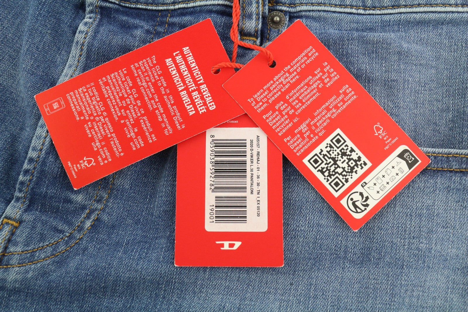 DIESEL 2020 D-Viker REHAJ Men's Jeans W36/L30 Mid Waist Straight Regular Fit