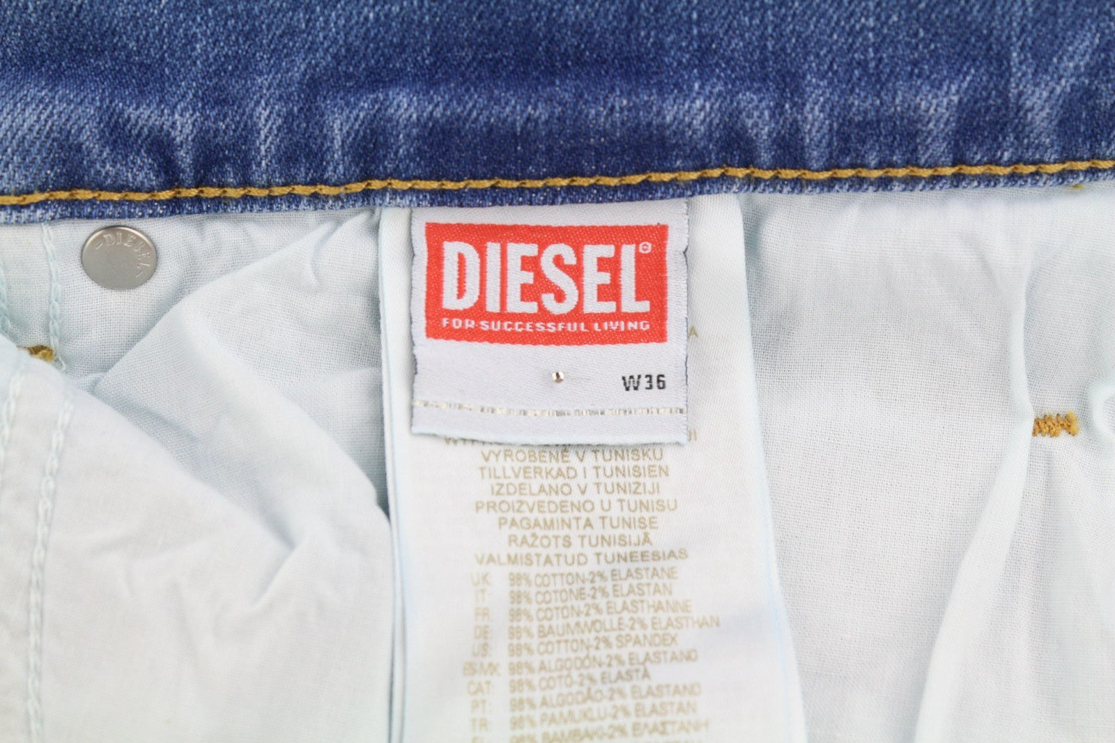 DIESEL 2020 D-Viker REHAJ Men's Jeans W36/L30 Straight Blue Mid Waist Regular