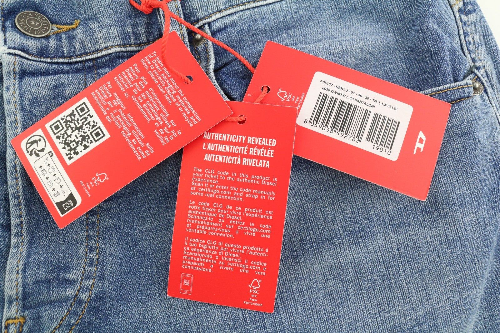 DIESEL 2020 D-Viker REHAJ Men's Jeans W36/L30 Mid Waist Straight Denim Fit