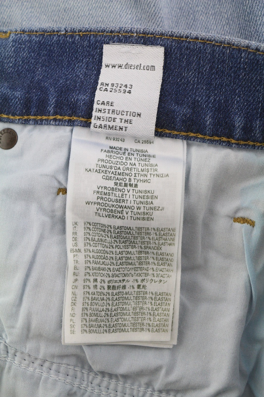 DIESEL D-Mihtry 009NF Men's Jeans W32/L30 Straight Washed Stretch Buttoned