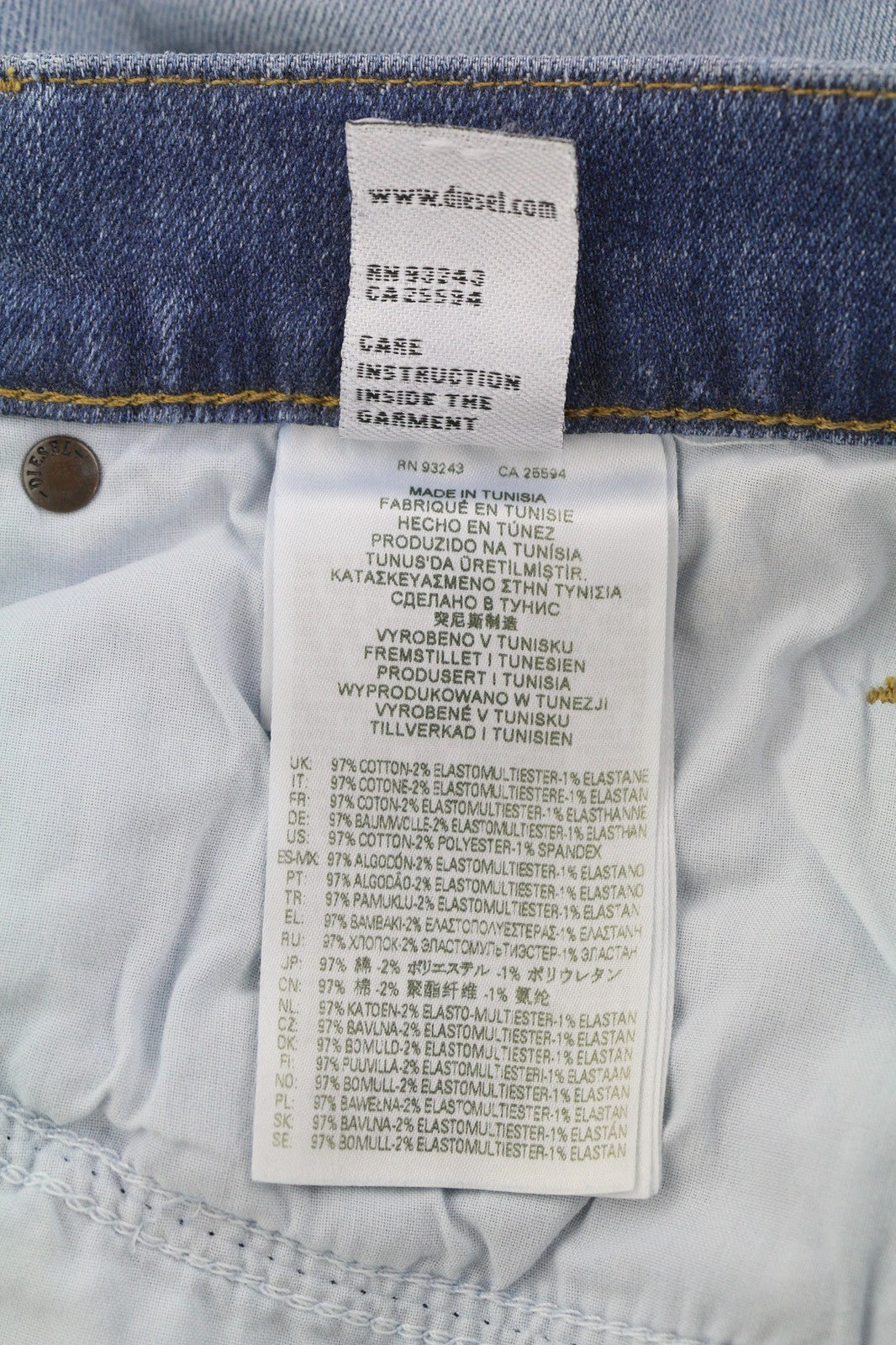 DIESEL D-Mihtry 009NF Men's Jeans W31/L30 Straight Stretch Washed Denim Button