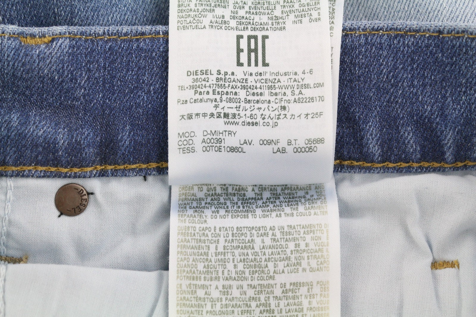 DIESEL D-Mihtry 009NF Men's Jeans W30/L30 Washed Straight Stretch Button Fly