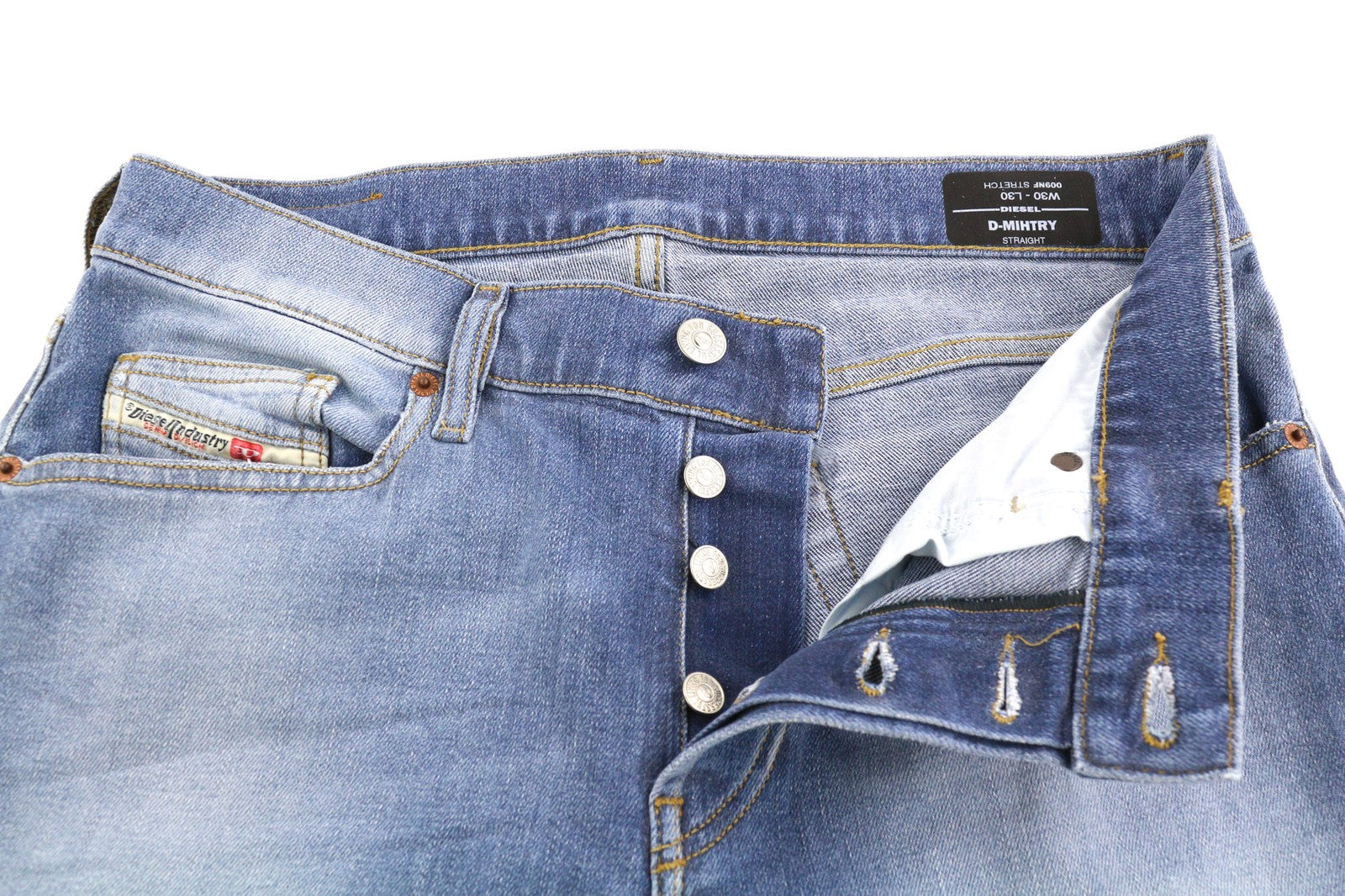 DIESEL D-Mihtry 009NF Men's Jeans W30/L30 Washed Straight Stretch Button Fly