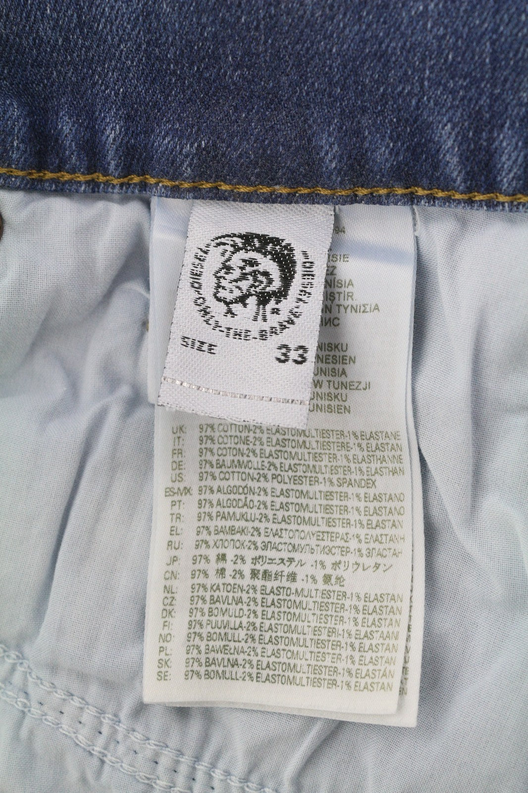 DIESEL D-Mihtry 009NF Men's Jeans W33/L30 Straight Stretch Denim Washed Button