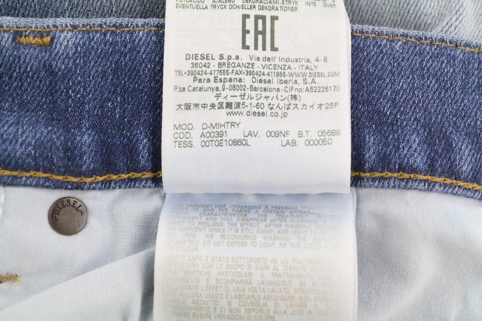 DIESEL D-Mihtry 009NF Men's Jeans W31/L30 Straight Fit Washed Button Stretch