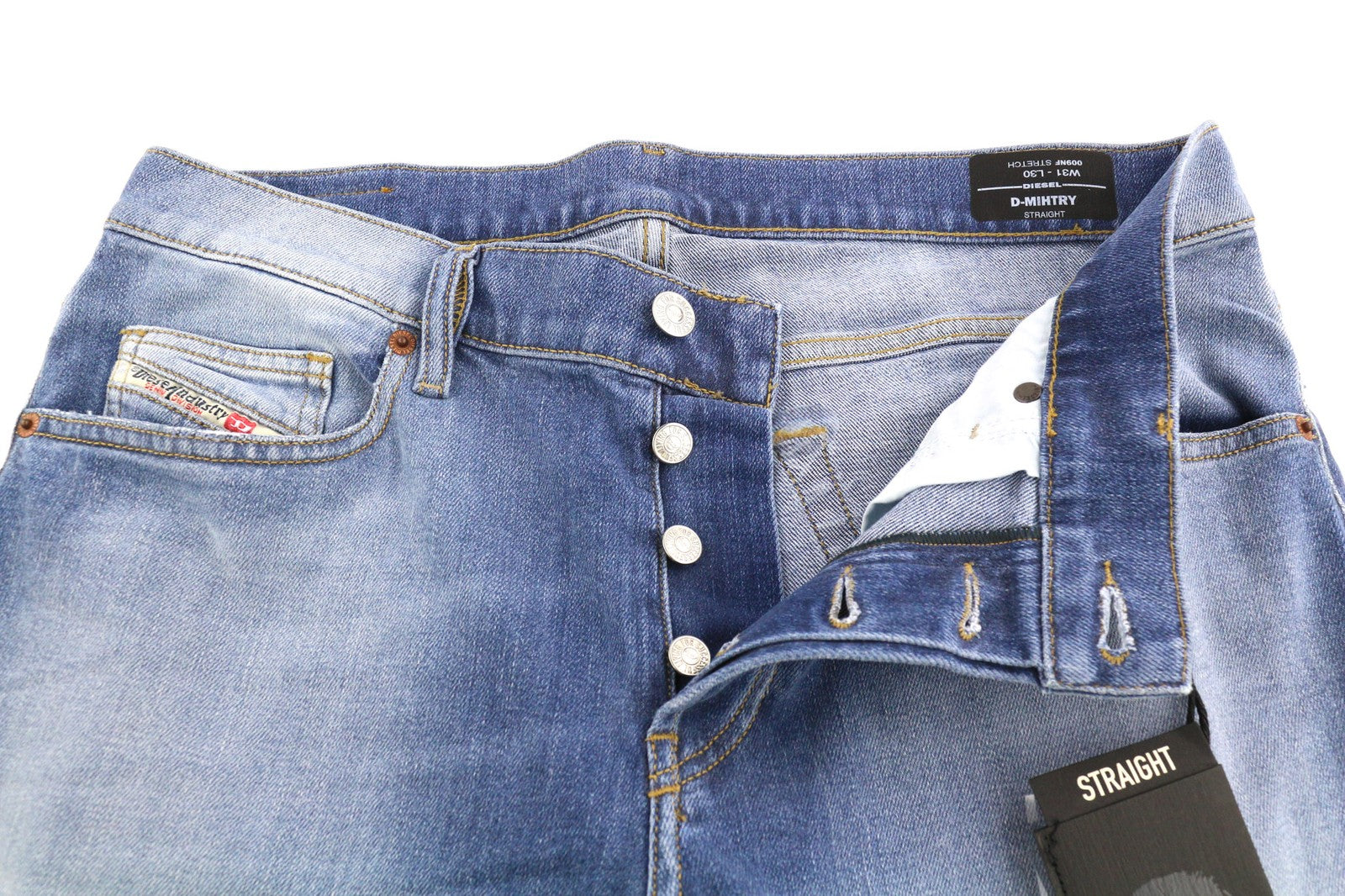 DIESEL D-Mihtry 009NF Men's Jeans W31/L30 Straight Fit Washed Button Stretch