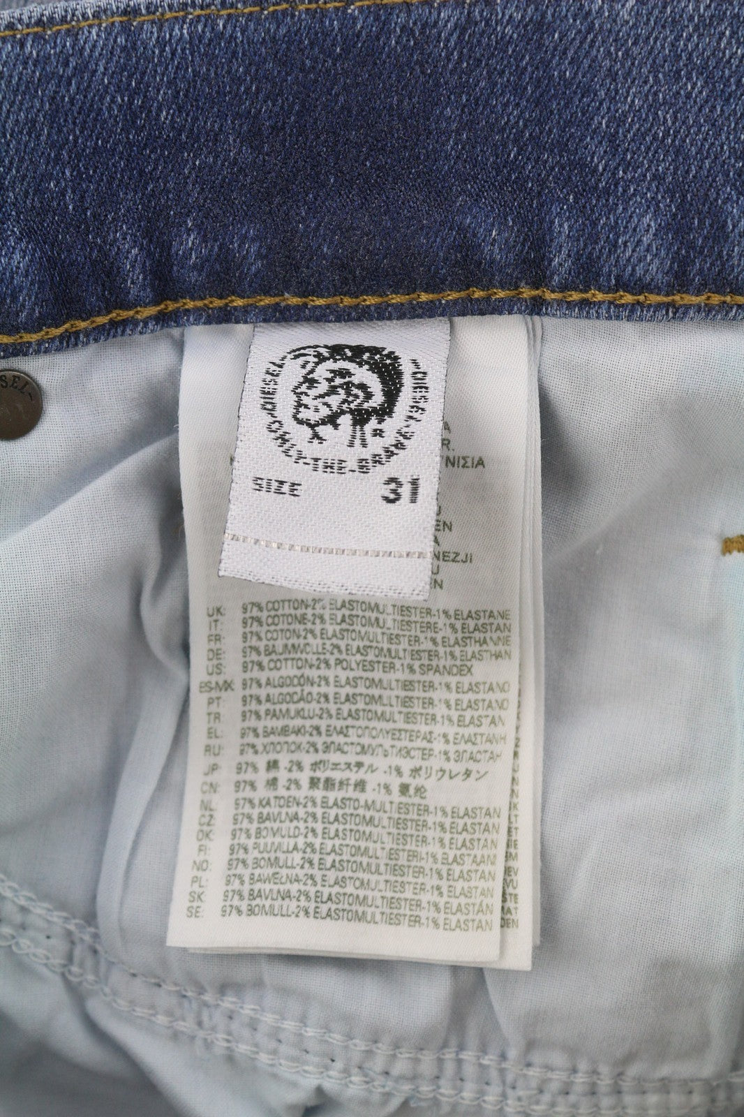 DIESEL D-Mihtry 009NF Men's Jeans W31/L30 Straight Fit Washed Button Stretch