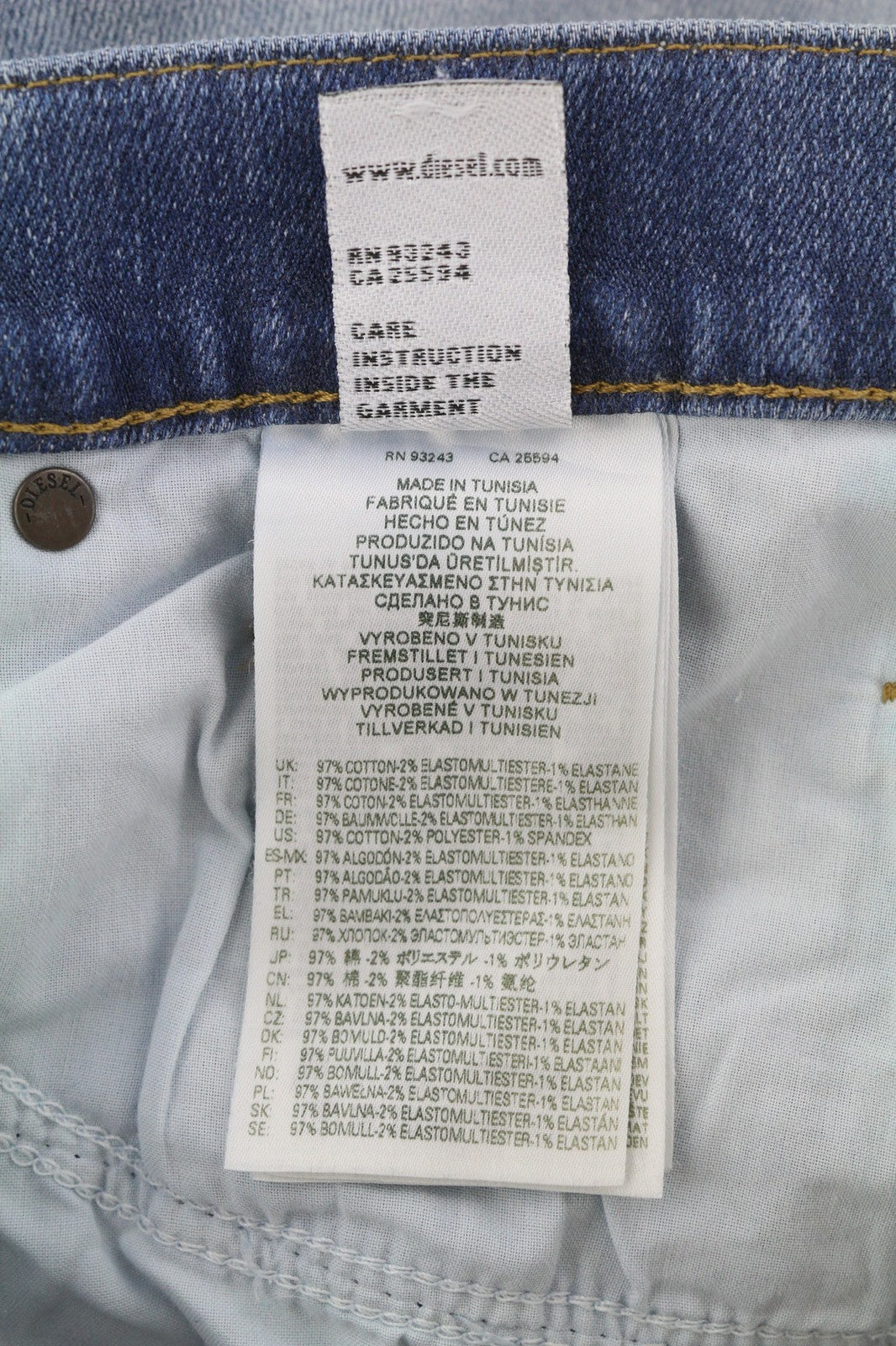 DIESEL D-Mihtry 009NF Men's Jeans W31/L30 Straight Fit Washed Button Stretch