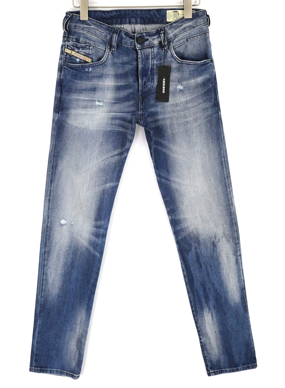 DIESEL D-Bazer 084DD Men's Jeans W29/L34 Tapered Ripped Stretch Blue Washed